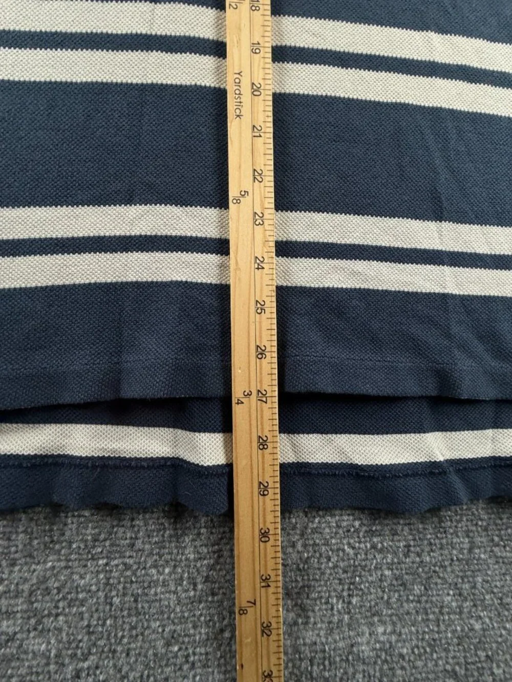 Polo Ralph Lauren Striped Blue White Short Sleeve Polo Shirt Men Cotton Mesh LG